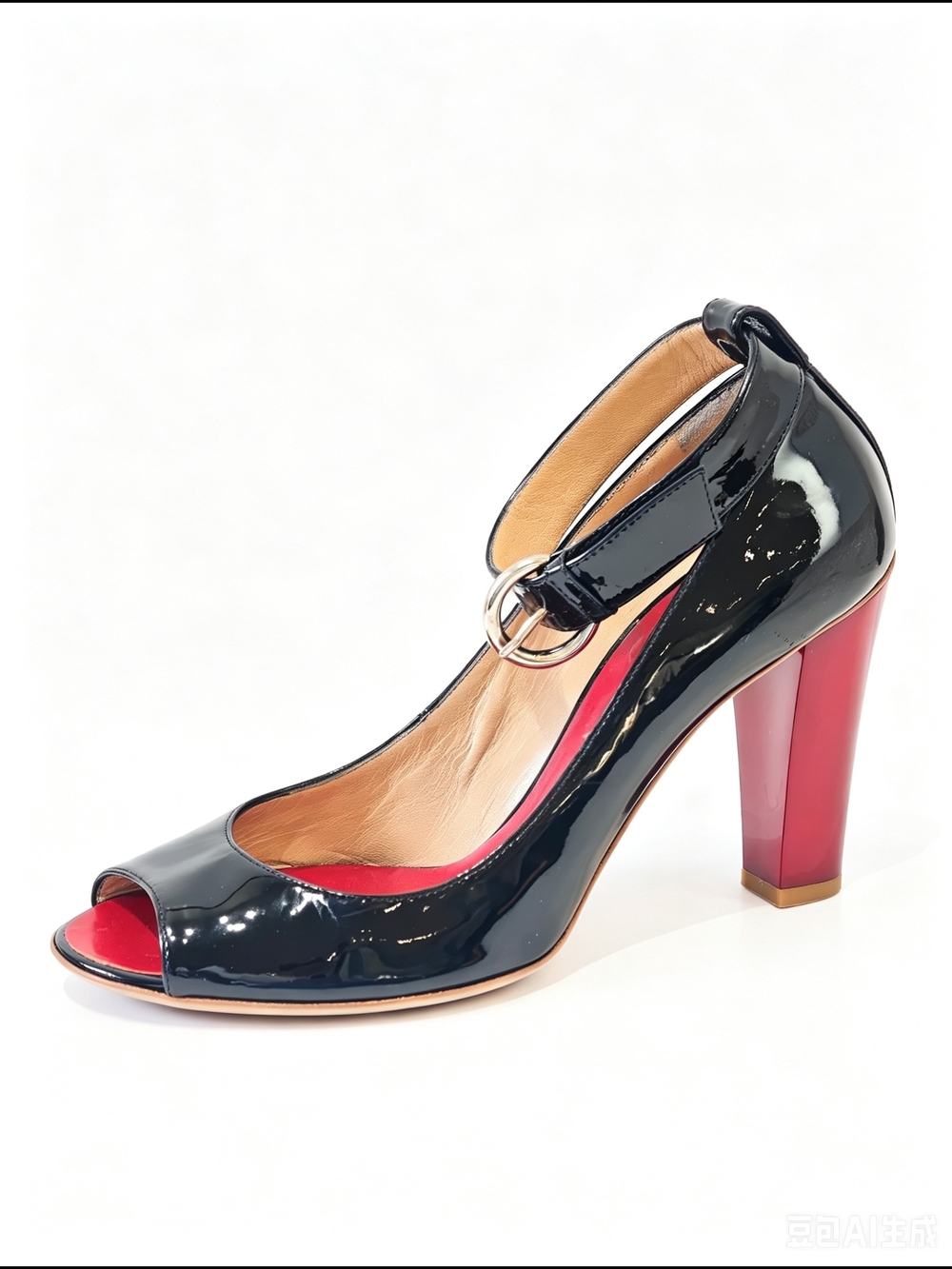 Giuseppe Zanotti  Black Patent Peep-Toe Ankle-Strap Heels - Women's